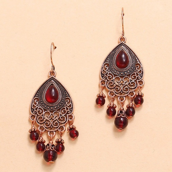 Any 4/$25! Copper Red Beaded Boho Earrings - Picture 5 of 10